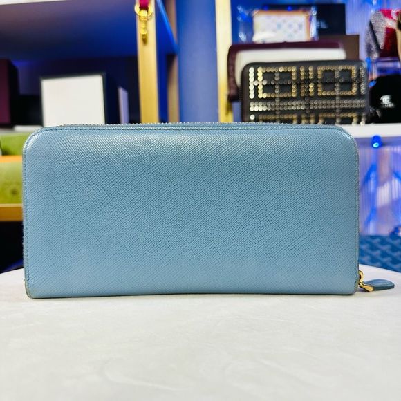 PRADA Saffiano Leather Dual Blue Color Limited Edition Premium Very Rare Large O - Picture 3 of 14